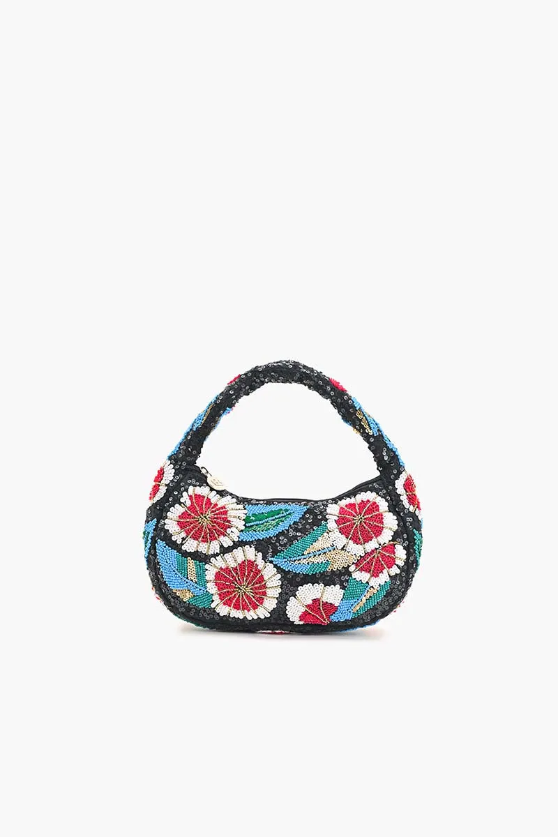 Midnight Blossom Beaded Satchel