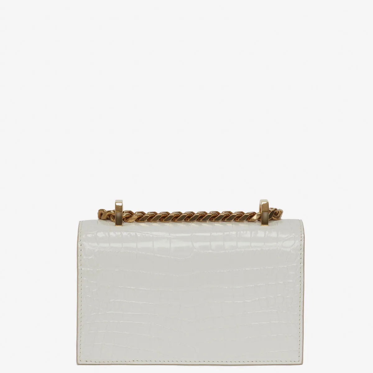 Mini Jewelled Satchel Croc, Deep Ivory