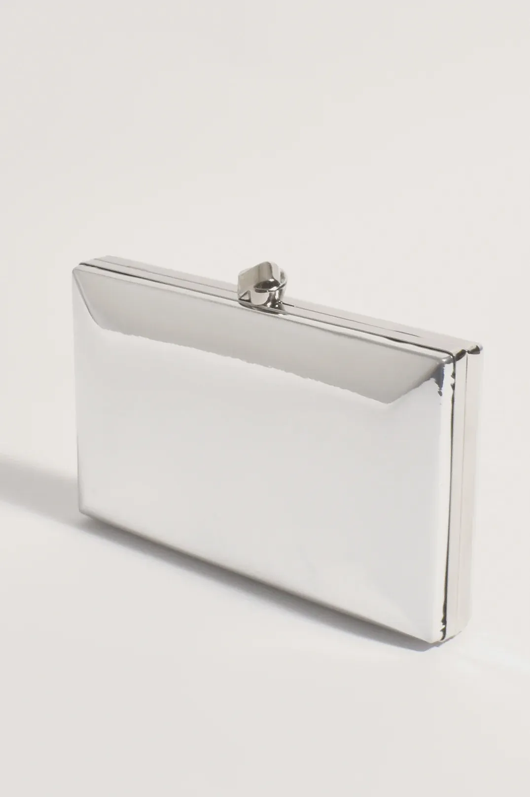 Mira Metallic Structured Clutch Silver