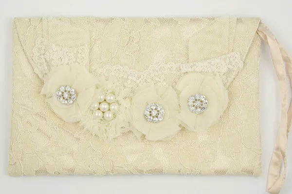 Miss Rose Sister Violet - Embellished Lace Clutch Bag