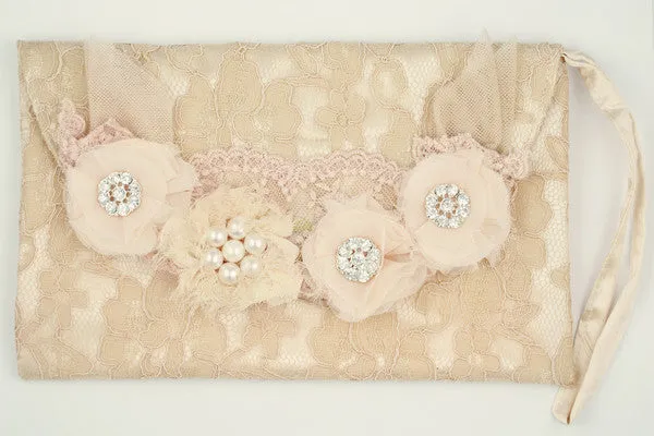 Miss Rose Sister Violet - Embellished Lace Clutch Bag