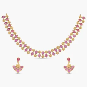 Nirvana Antique Red Kempu Necklace Set