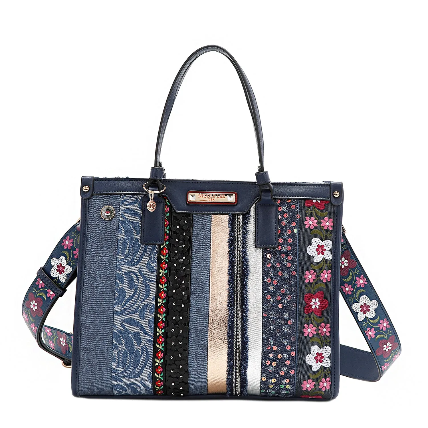 PATCH FLOWER STRUCTURED HANDBAG