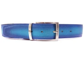 PAUL PARKMAN Men's Perforated Leather Belt Turquoise (ID#B08-TRQ)