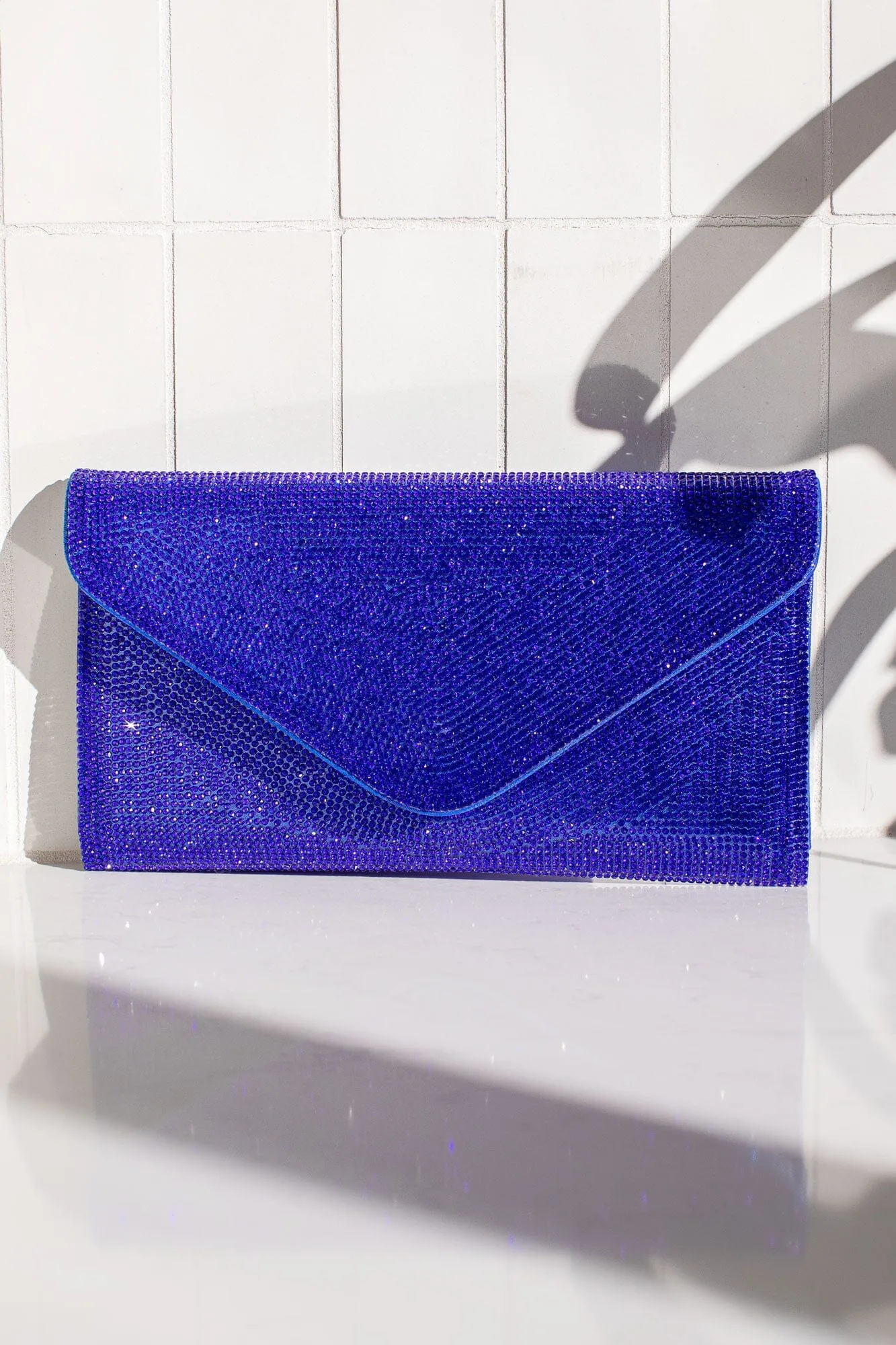 Quentin Cobalt Blue Rhinestone Envelope Purse