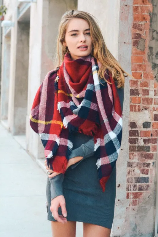 Red Plaid Blanket Scarf