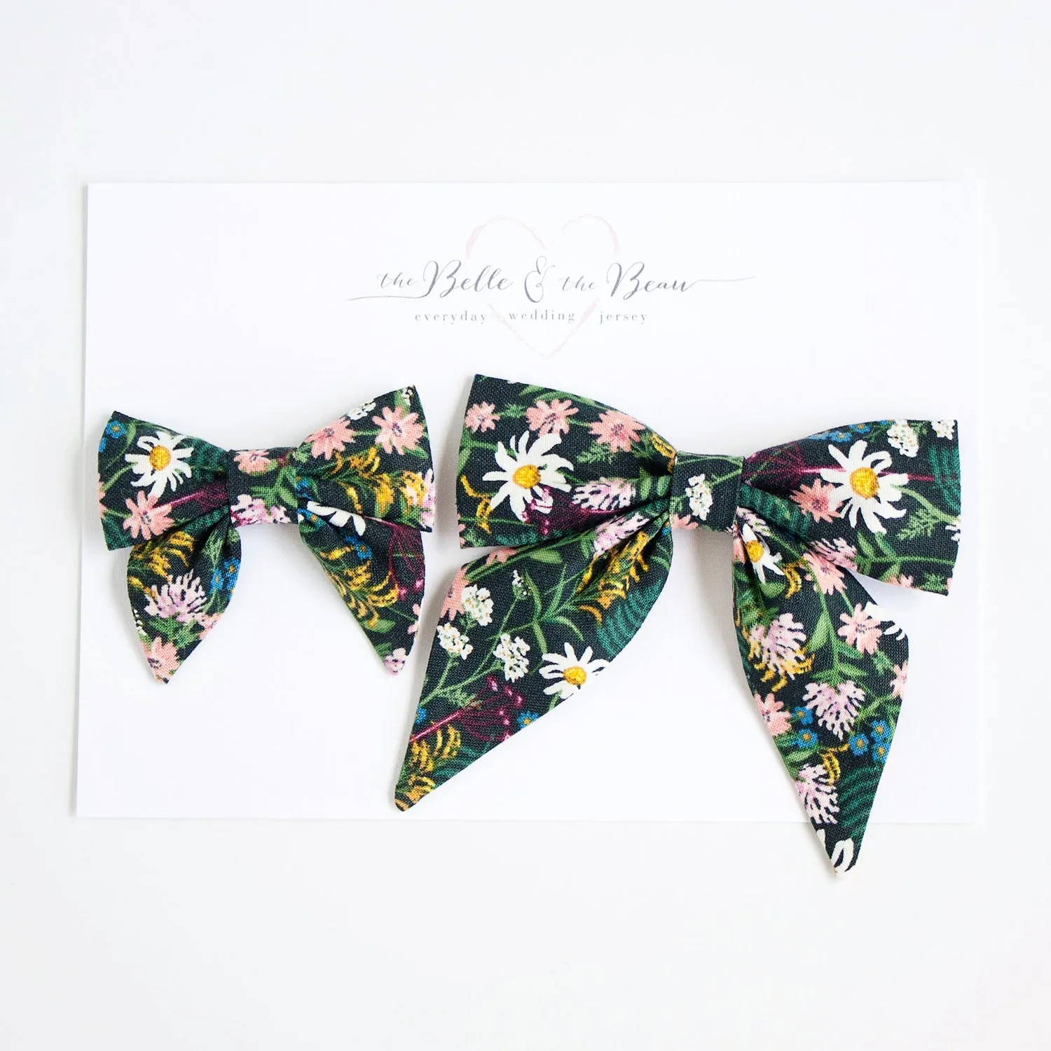 Sailor Bow Clip Or Headband / Wildflowers In Hunter