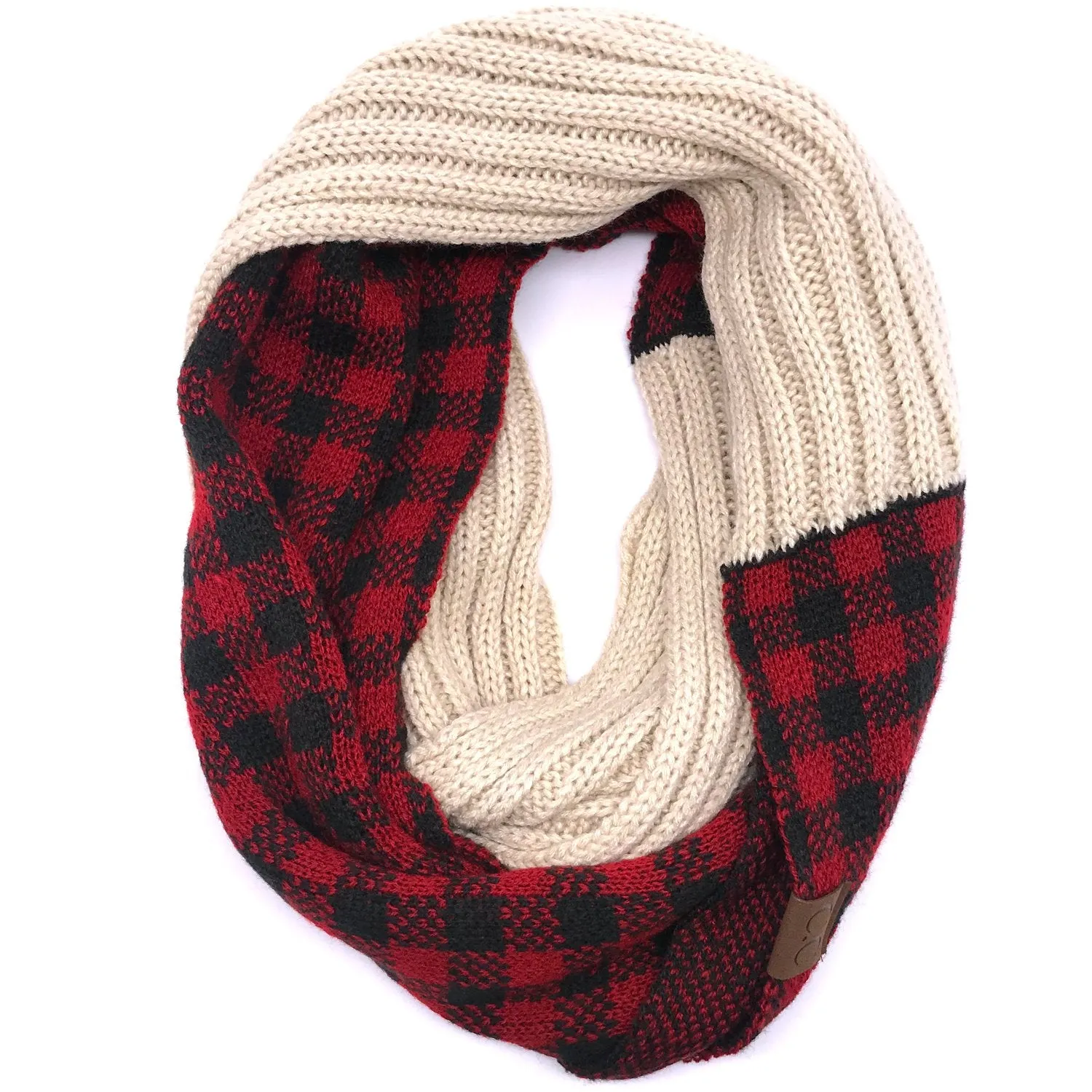 SF-17 BUFFALO PLAID SCARF BEIGE RED/BLACK