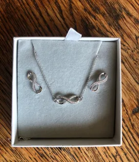 Silver Infinity Necklace & Earring Jewellery Set