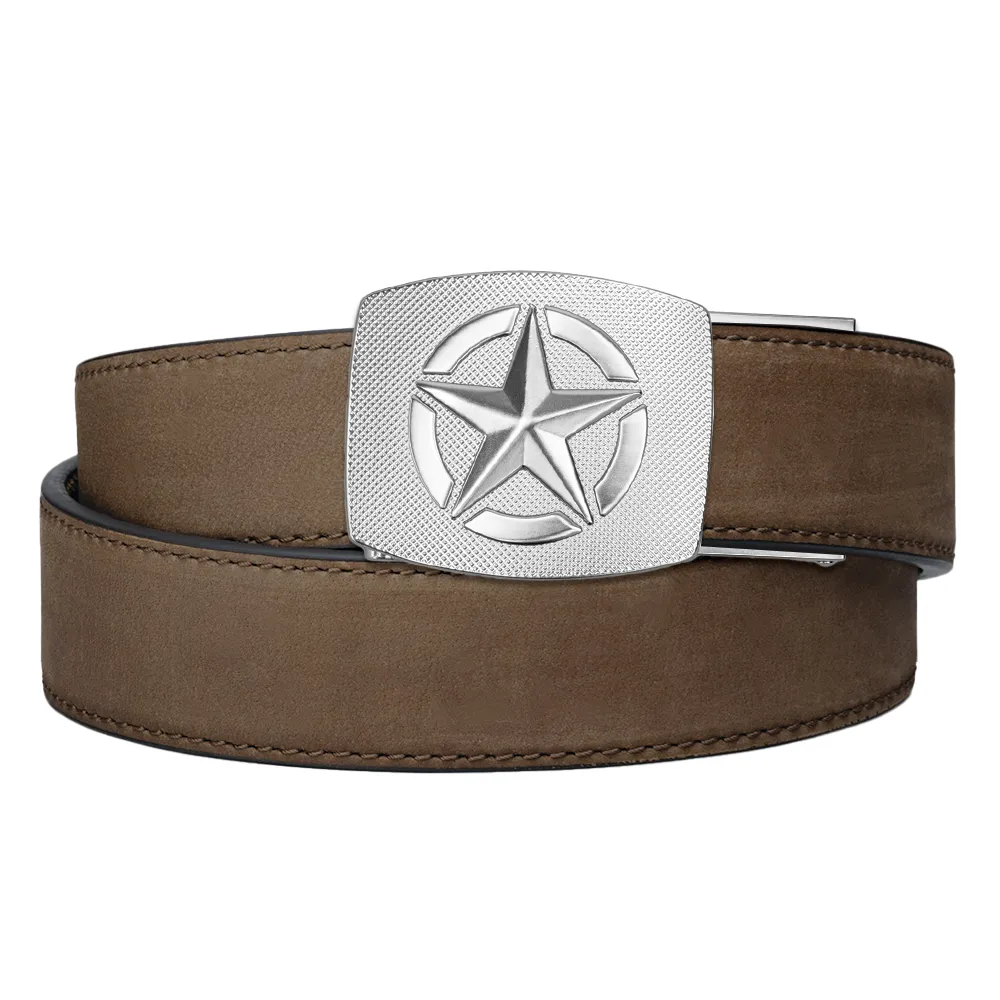 STAR BUCKLE | MOCHA BUFFALO LEATHER GUN BELT