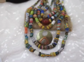 Stunning African Statement Pendant Necklace Five Strand