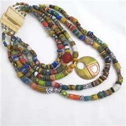 Stunning African Statement Pendant Necklace Five Strand