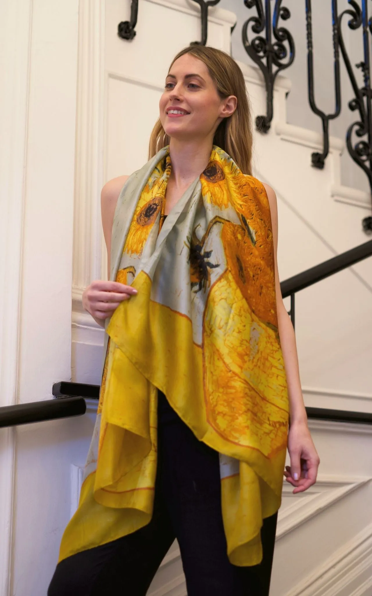 Sunflowers Painting Silk Scarf