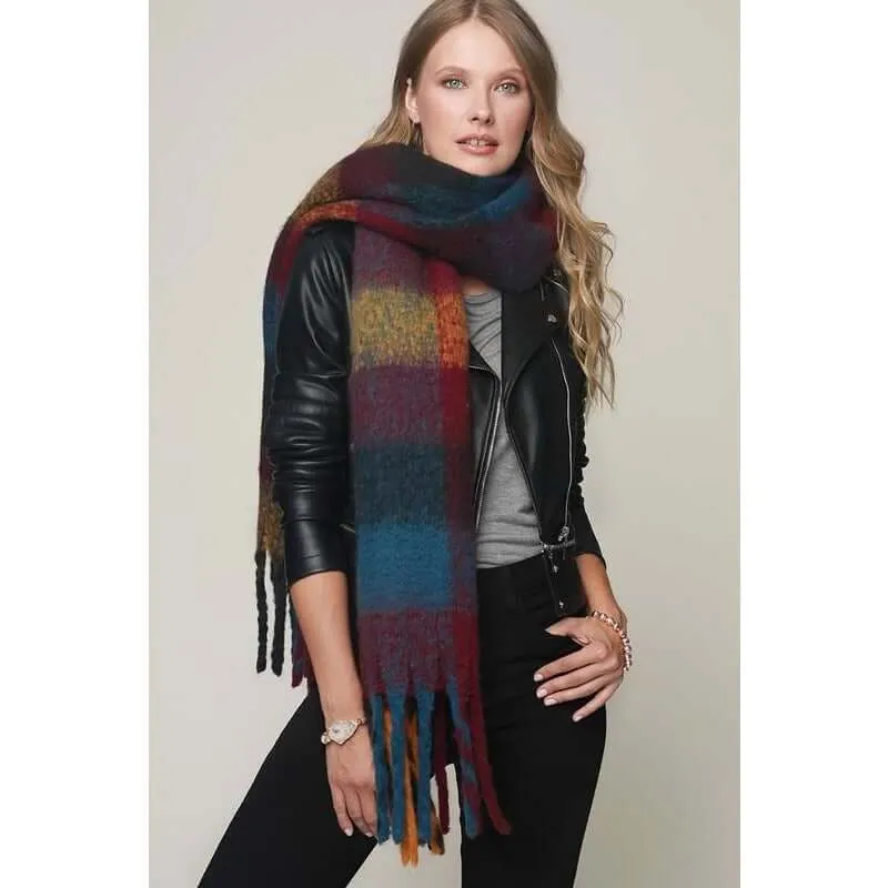 Super Soft Bushed Plaid Oblong Scarf