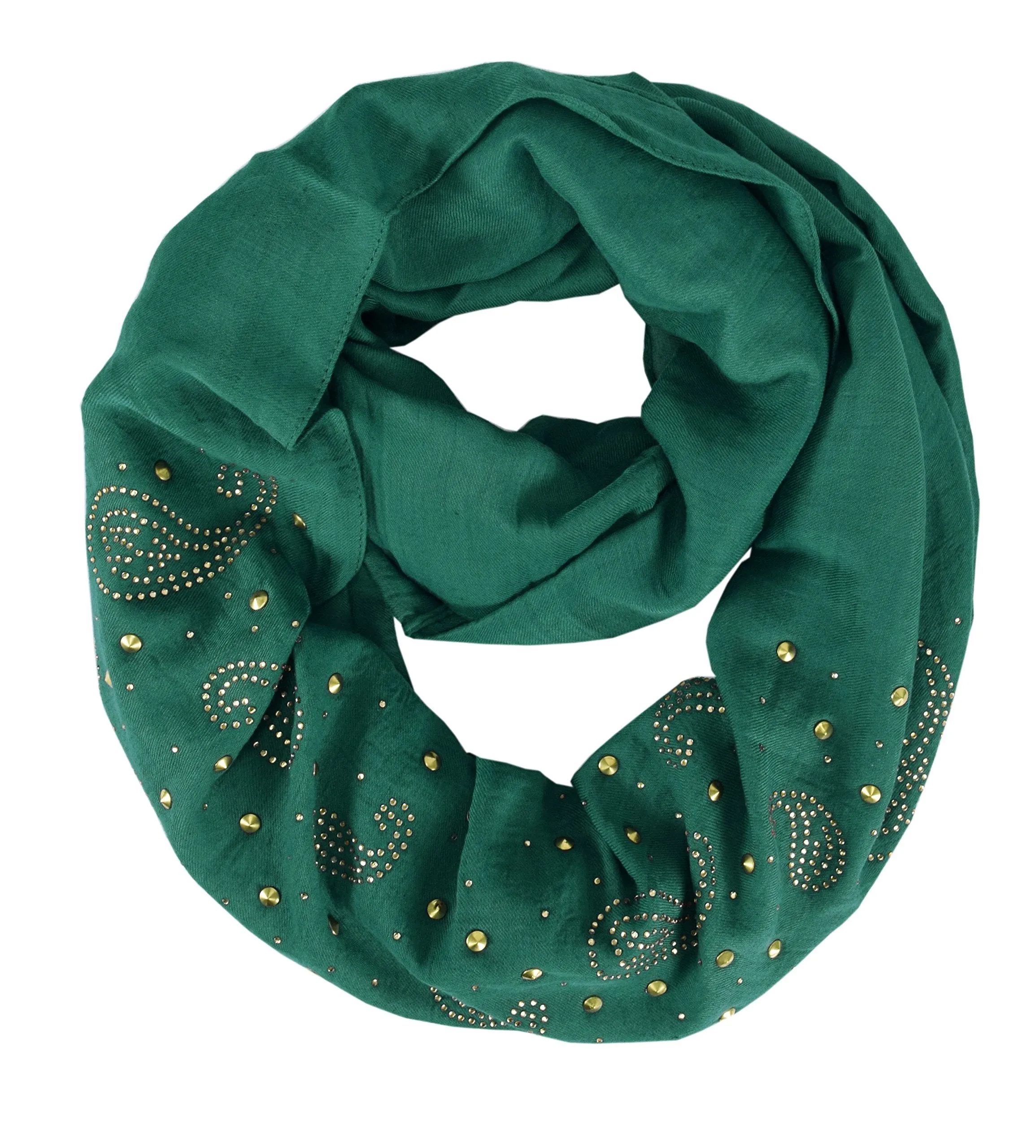 Teal Vintage Embellished Paisley Sequin Infinity Scarf Circle Loop