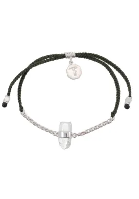 Tiger Frame Silver Chain & Cord - Black With Diamond Quartz