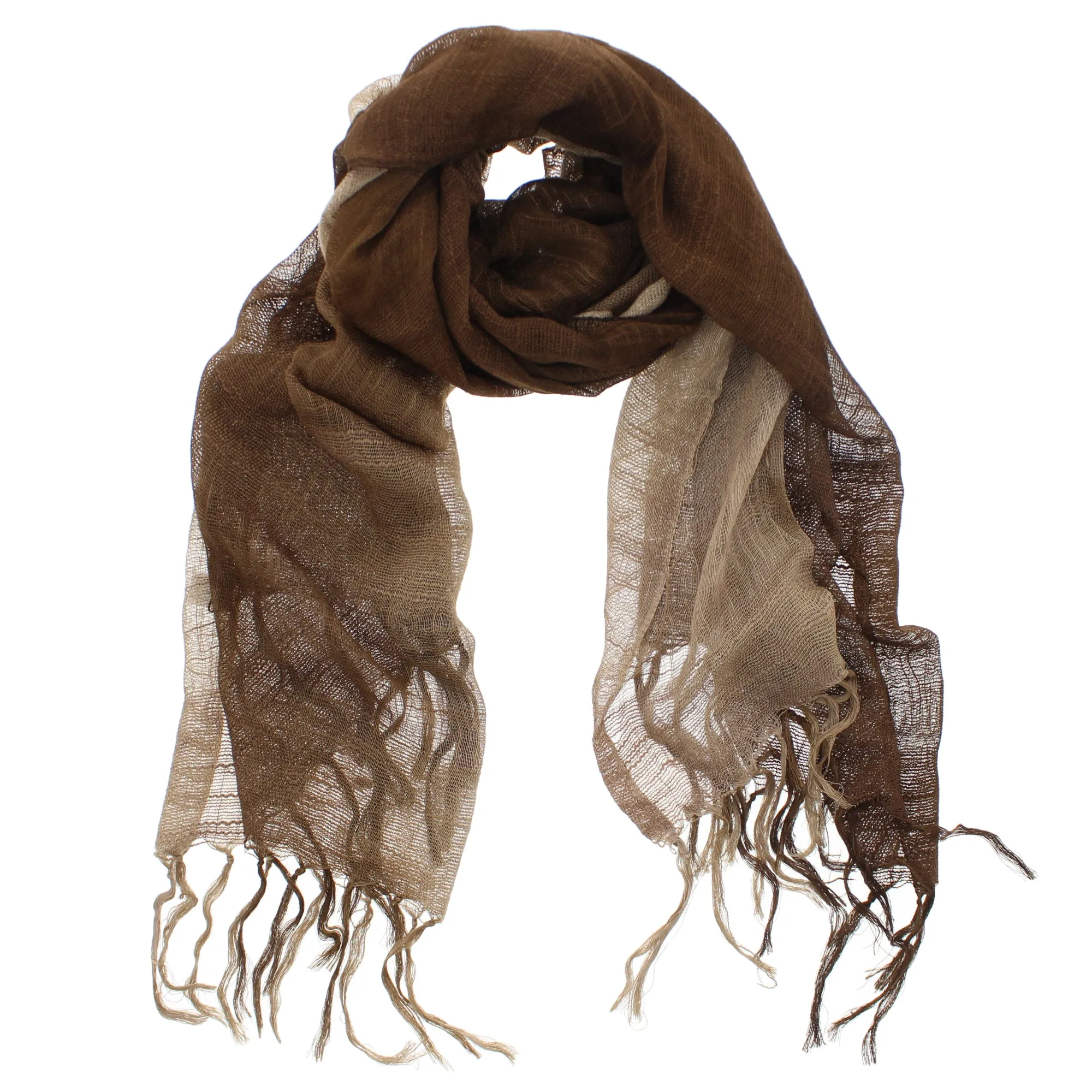 Two Tone Colour Lightweight Scarf with Tassels