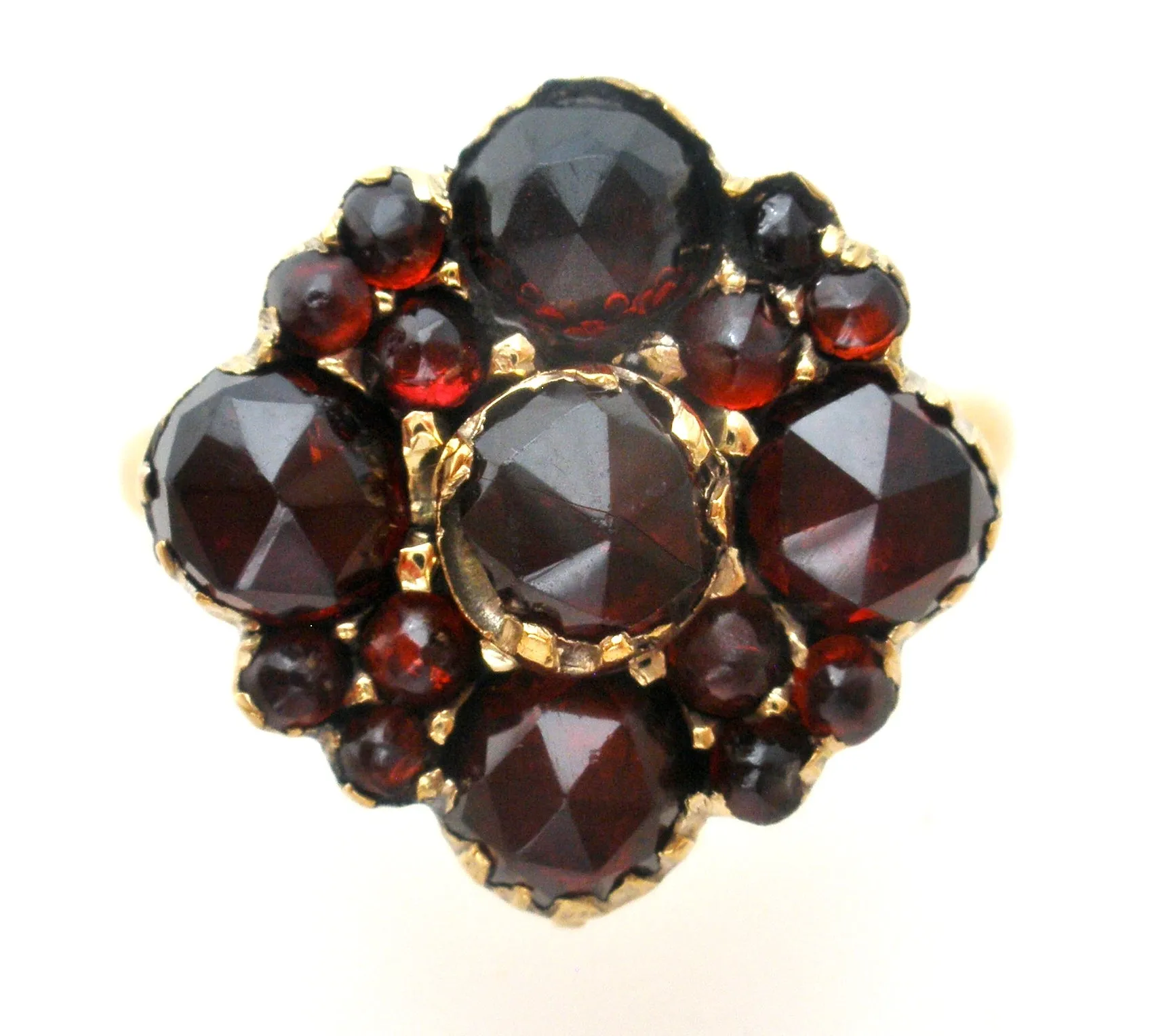 Victorian Bohemian Garnet Ring 14K Gold