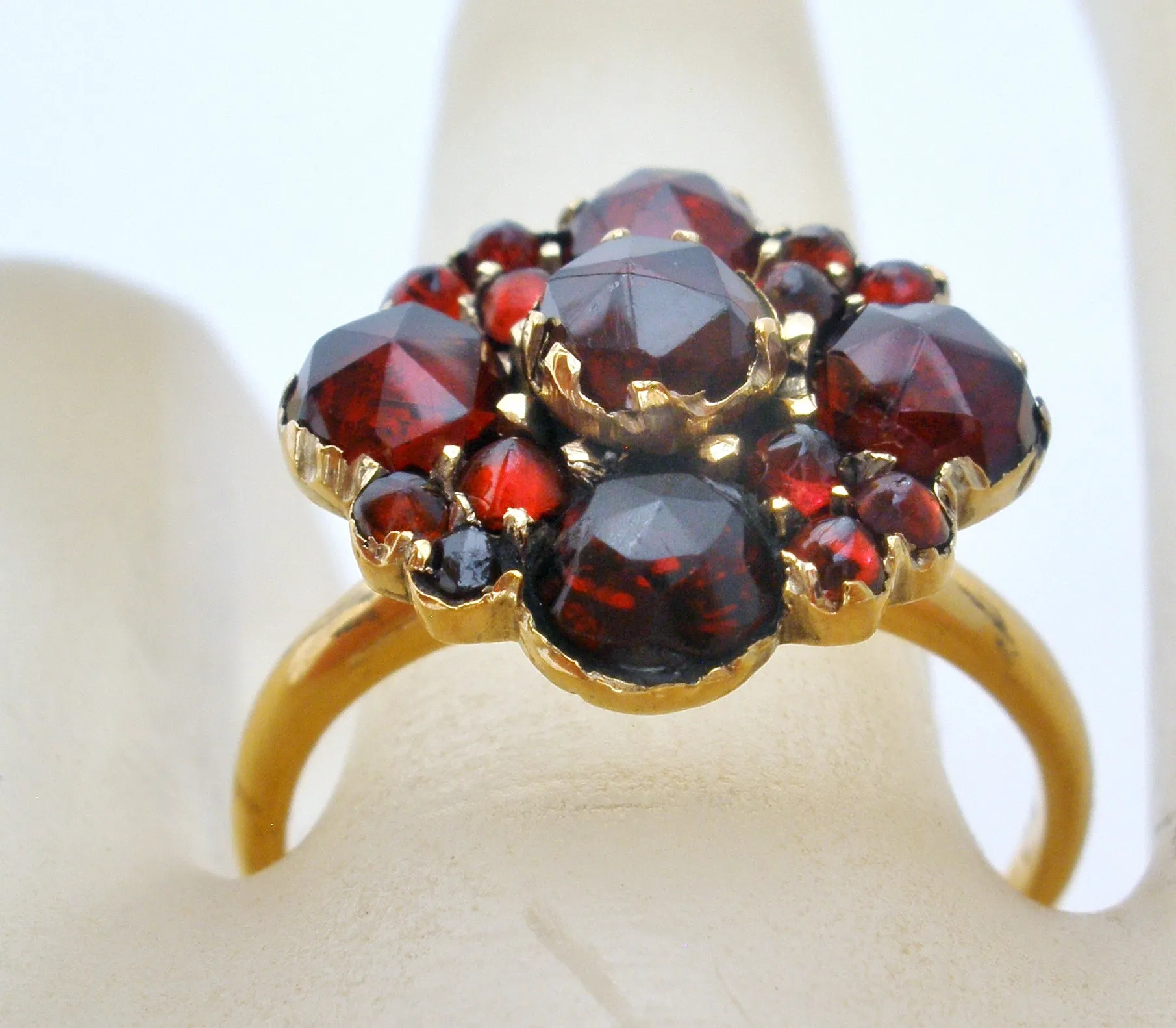 Victorian Bohemian Garnet Ring 14K Gold