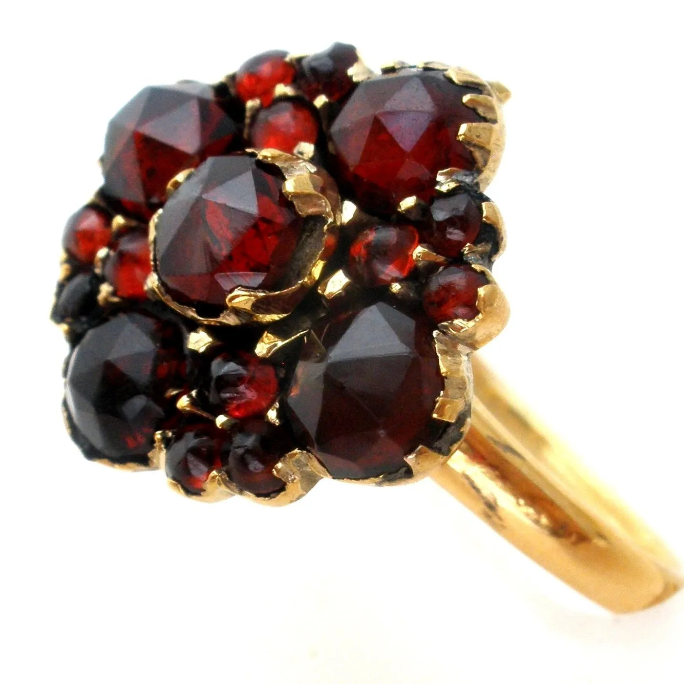 Victorian Bohemian Garnet Ring 14K Gold