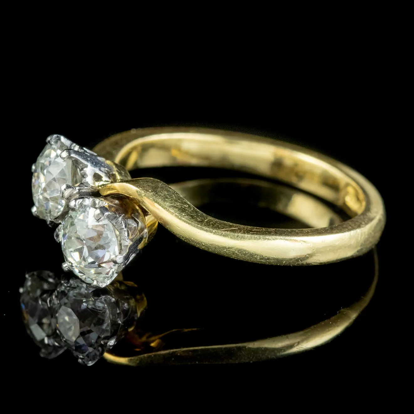 Victorian Style Old Cut Diamond Twist Ring 1.35ct Of Diamond 18ct Gold Dated 1990