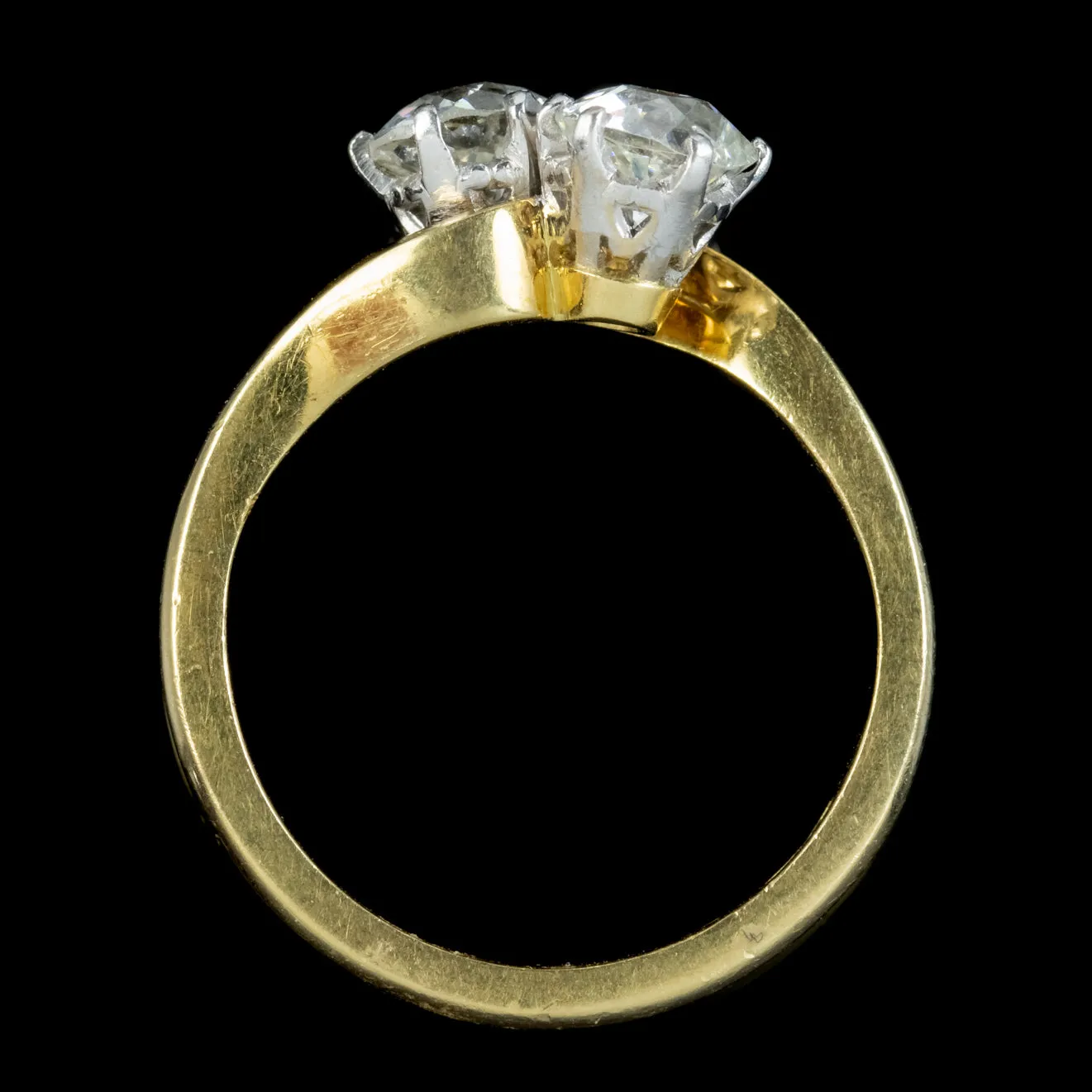 Victorian Style Old Cut Diamond Twist Ring 1.35ct Of Diamond 18ct Gold Dated 1990