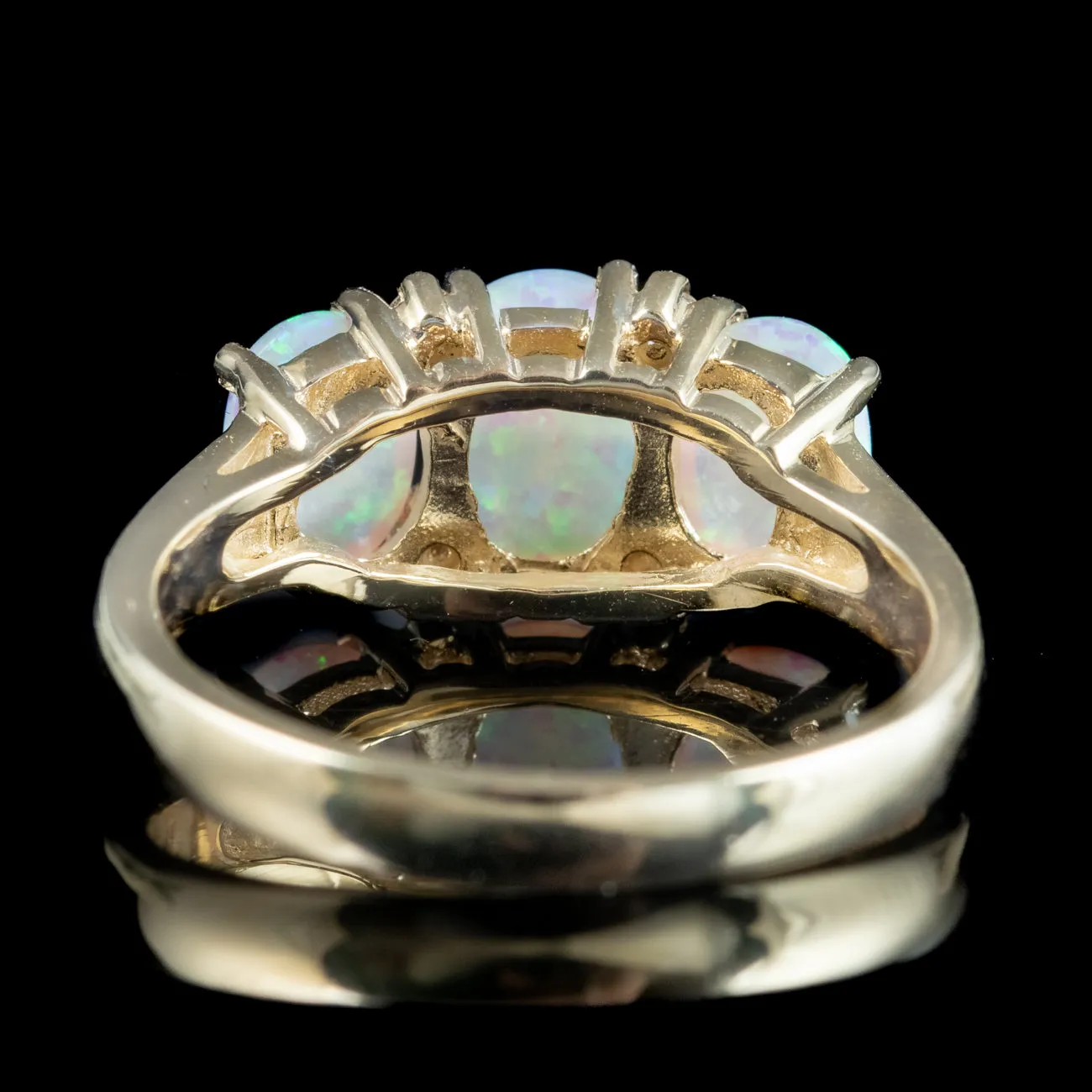 Victorian Style Opal Diamond Trilogy Ring