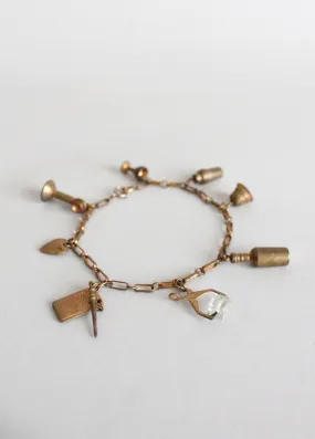 Vintage 1930s Brass Charm Bracelet