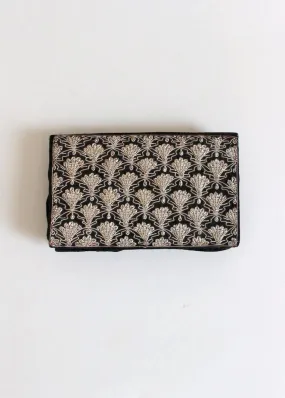 Vintage 1930s Metallic Gold Embroidered Velvet Clutch Purse