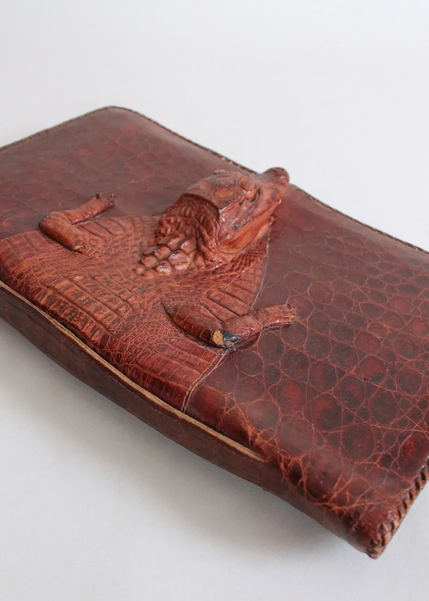 Vintage 1940s Alligator Body Clutch Purse