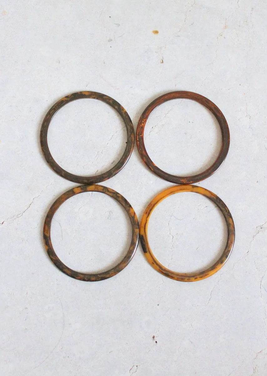 Vintage 1940s Brown Marbled Bakelite Spacer Bangles Set