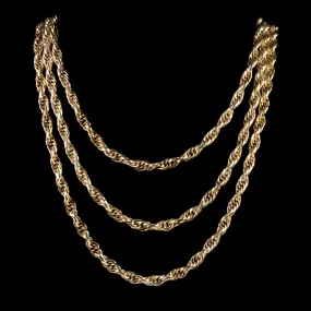 Vintage Chain Triple Strand Link Necklace