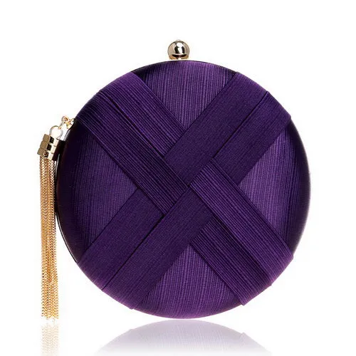 Women's Fashion Wedding Round/Rectangular Clutch Bag with Metal Tassel