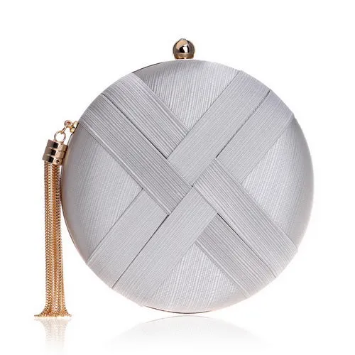 Women's Fashion Wedding Round/Rectangular Clutch Bag with Metal Tassel