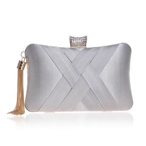 Women's Fashion Wedding Round/Rectangular Clutch Bag with Metal Tassel