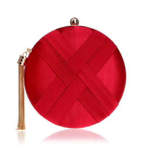 Women's Fashion Wedding Round/Rectangular Clutch Bag with Metal Tassel