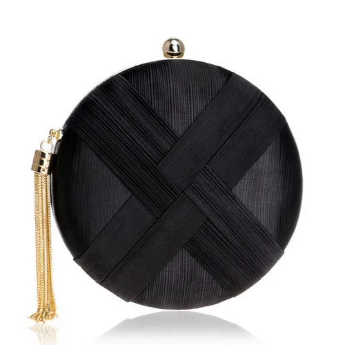 Women's Fashion Wedding Round/Rectangular Clutch Bag with Metal Tassel