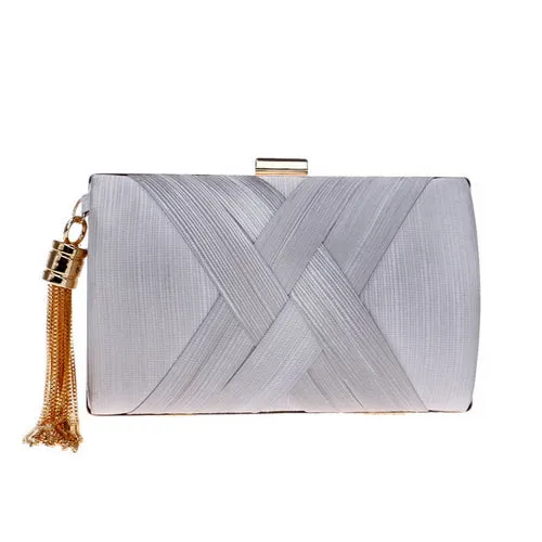 Women's Fashion Wedding Round/Rectangular Clutch Bag with Metal Tassel