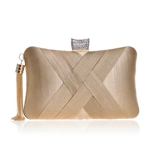 Women's Fashion Wedding Round/Rectangular Clutch Bag with Metal Tassel