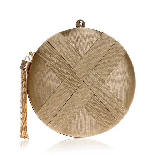 Women's Fashion Wedding Round/Rectangular Clutch Bag with Metal Tassel