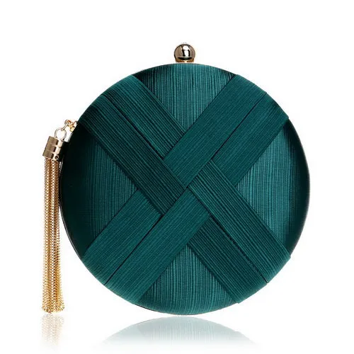 Women's Fashion Wedding Round/Rectangular Clutch Bag with Metal Tassel