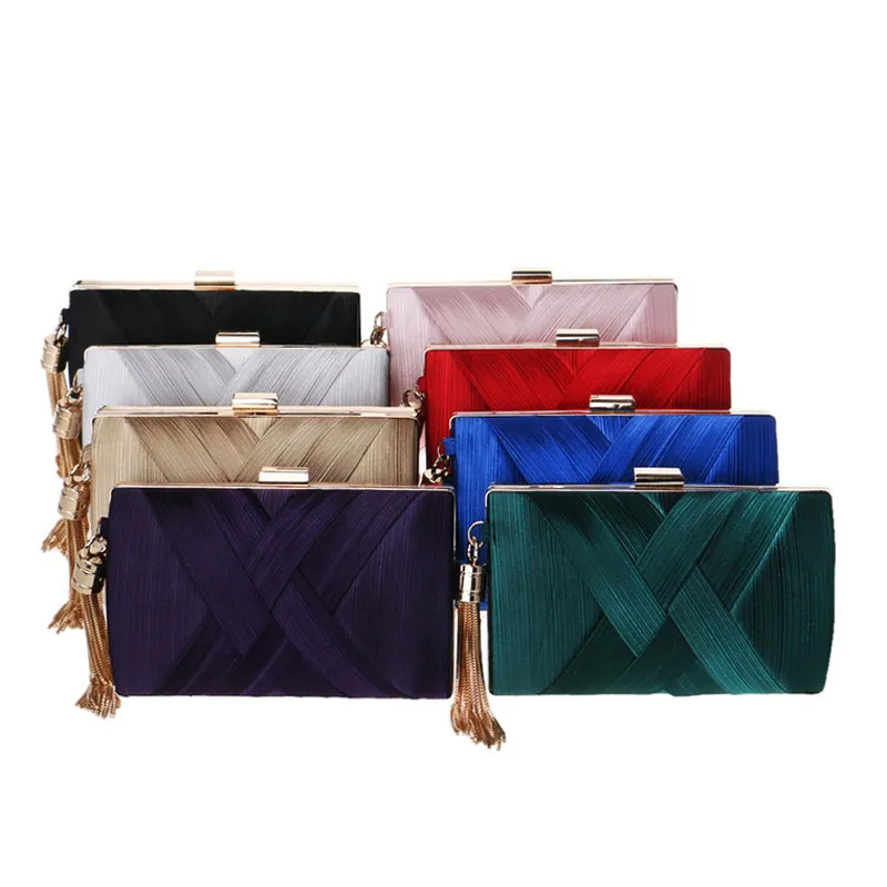 Women's Fashion Wedding Round/Rectangular Clutch Bag with Metal Tassel