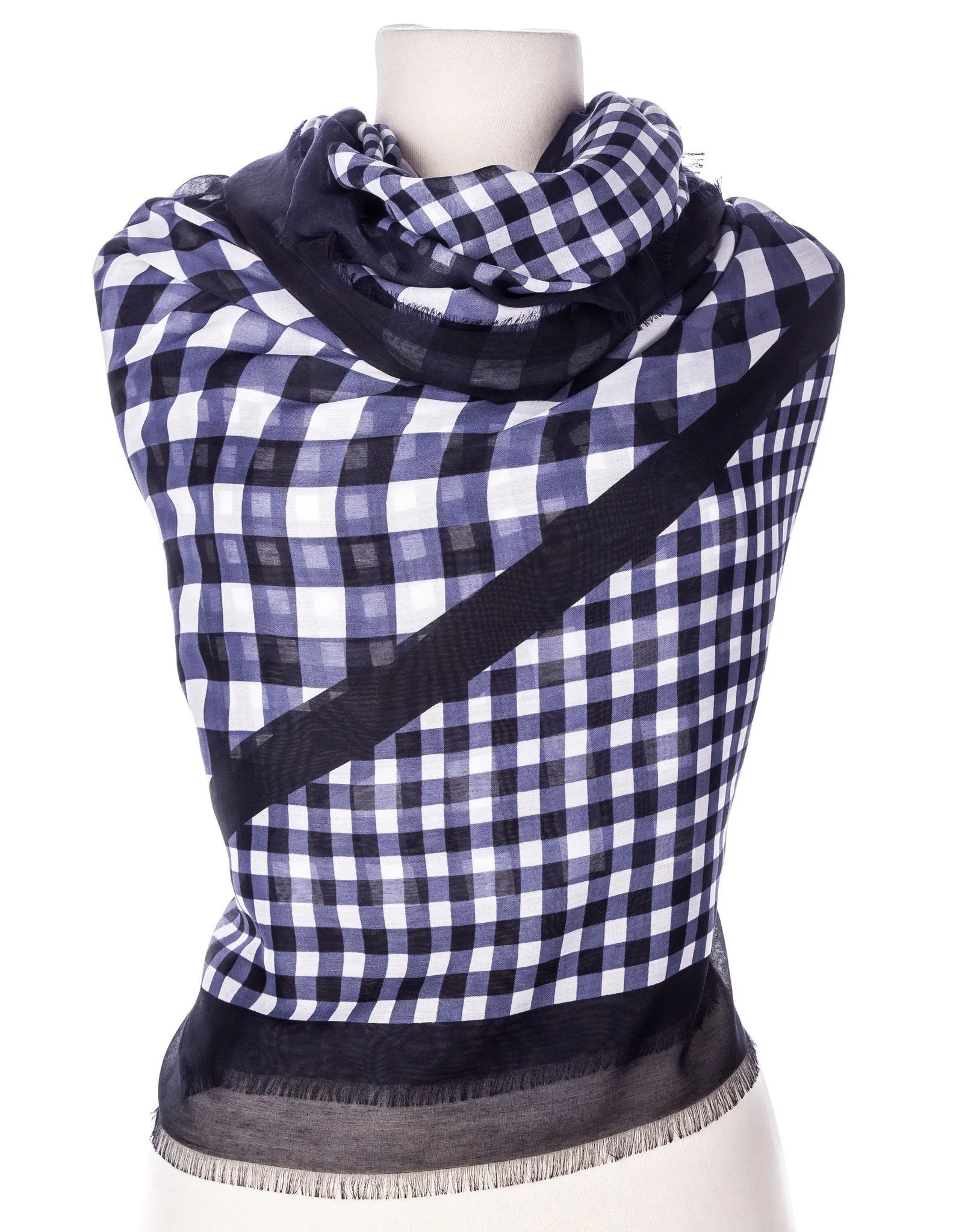 Zephyr Checkers Spring Scarf - Blue/White